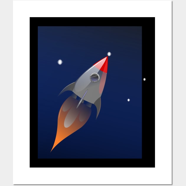 rocket in space Wall Art by eswayte